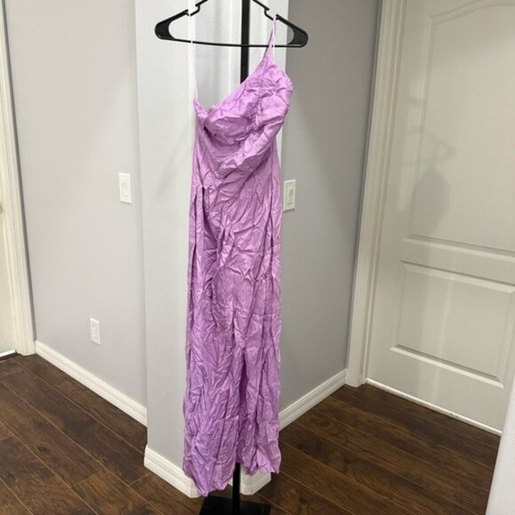 SUBOO Purple One Shoulder Ruched Dress In Lavender Size Medium High Slit - Picture 2 of 8
